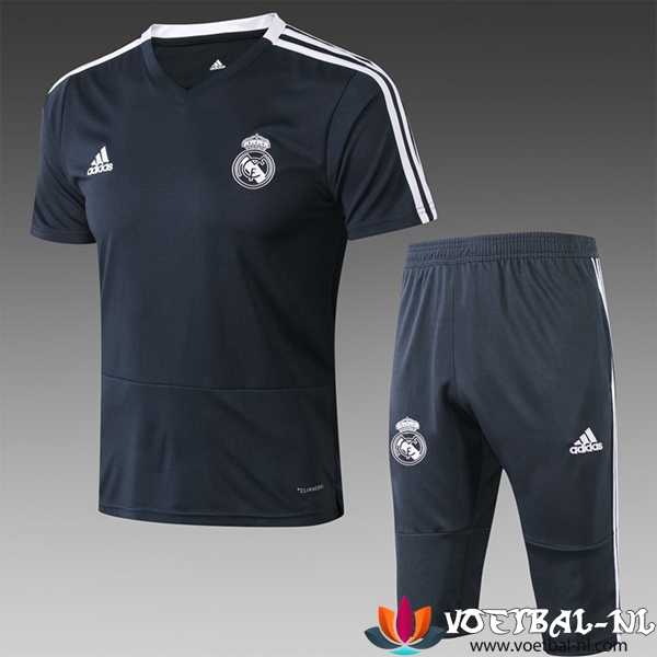 Prematch Real Madrid Trainingsshirt + Broek 3/4 Zwart 2019/2020