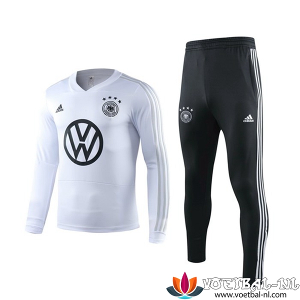 Duitsland Trainingsshirt + Broek Wit Lange Mouwen 2019/2020