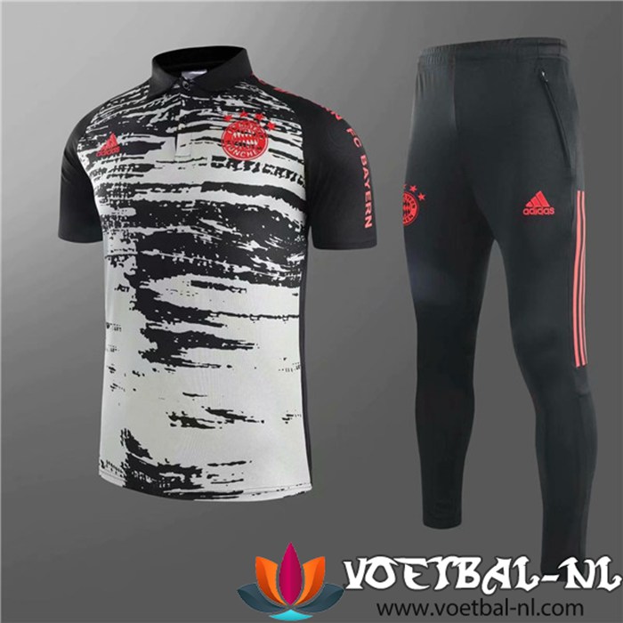 Bayern Munchen Polo Shirt + Broek Wit/Zwart 2020/2021