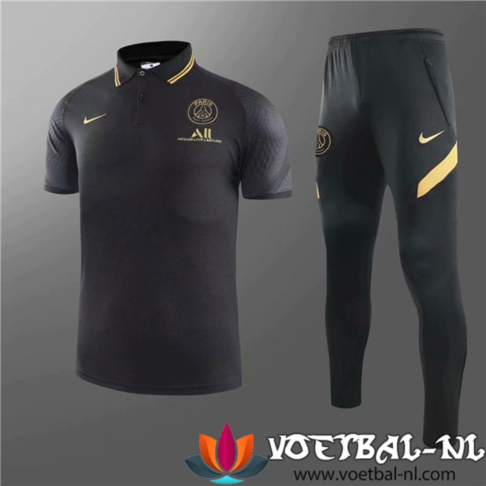 Paris PSG Polo Shirt + Broek Zwart 2020/2021