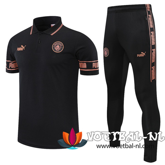 Manchester City Polo Shirt + Broek Zwart 2021/2022