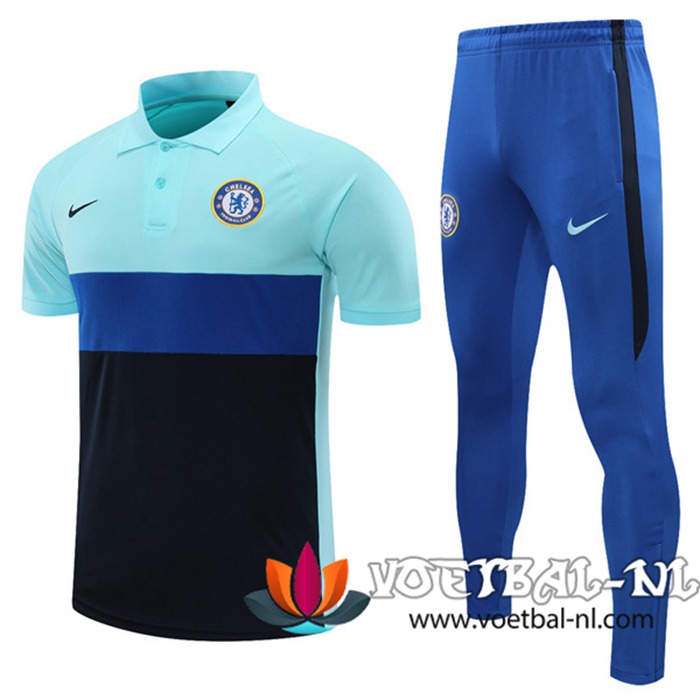 FC Chelsea Polo Shirt + Broek Zwart/Blauw 2021/2022