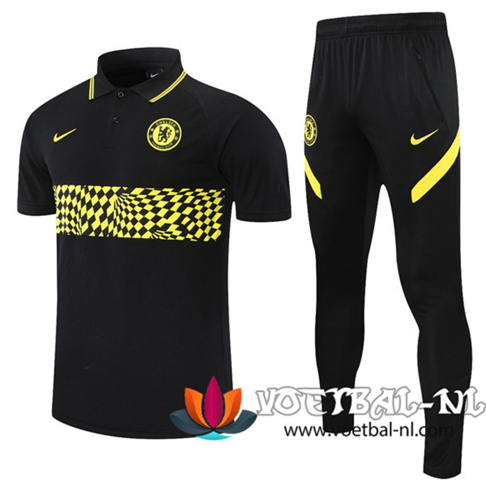 FC Chelsea Polo Shirt + Broek Zwart/Geel 2021/2022