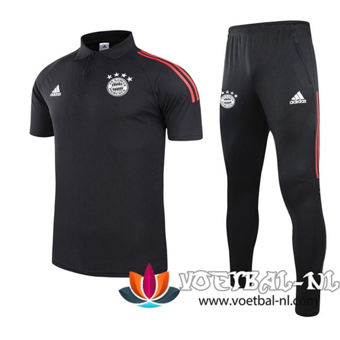 Bayern Munchen Polo Shirt + Broek Zwart 2021/2022