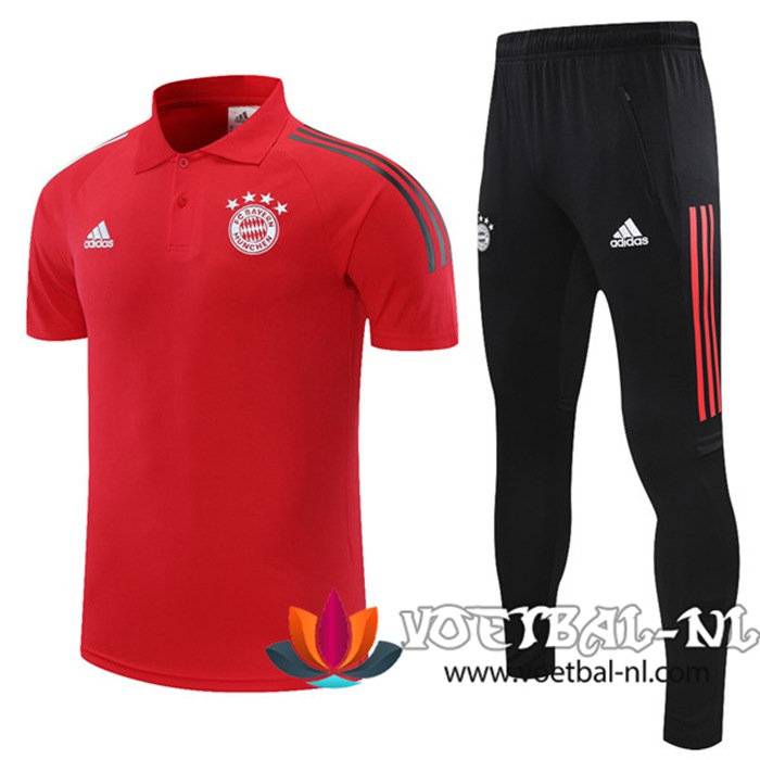 Bayern Munchen Polo Shirt + Broek Rood 2021/2022