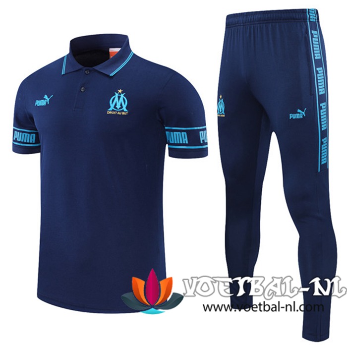 Marseille OM Polo Shirt + Broek Marineblauw 2021/2022