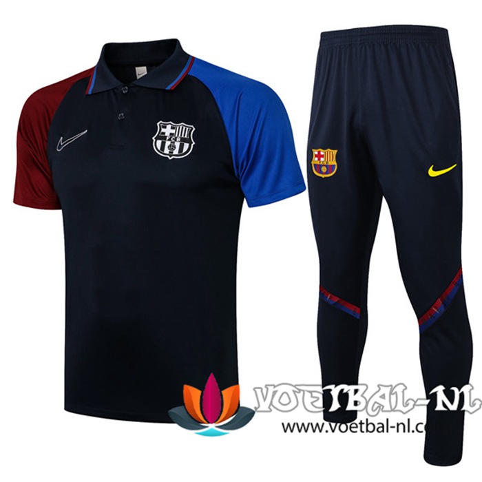 FC Barcelona Polo Shirt + Broek Zwart/Blauw 2021/2022
