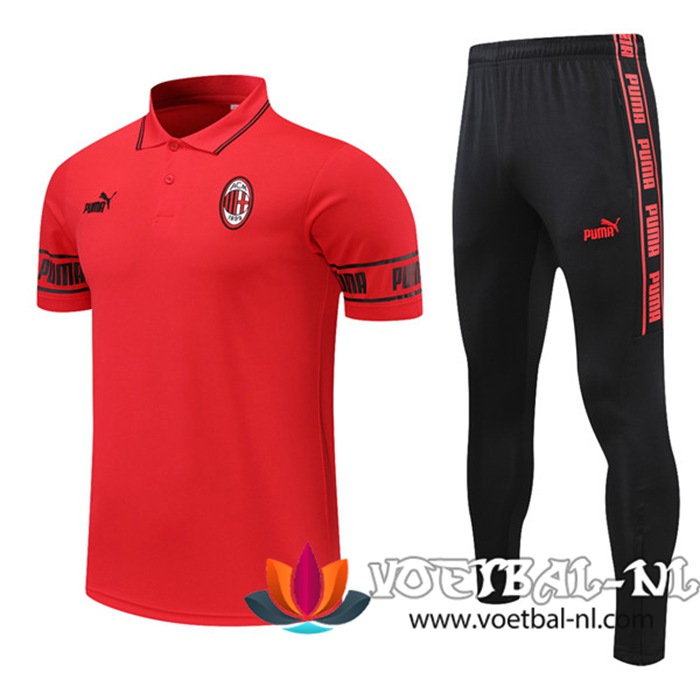 AC Milan Polo Shirt + Broek Rood 2021/2022