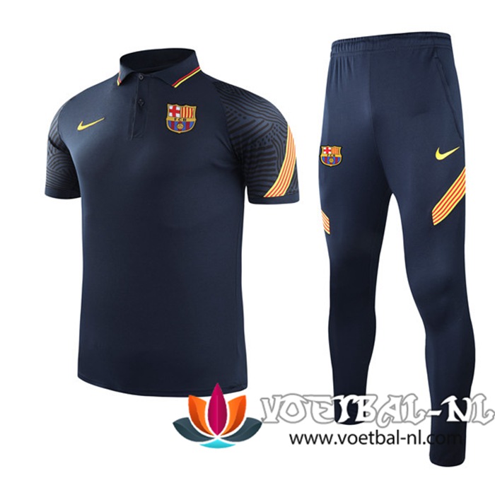 FC Barcelona Polo Shirt + Broek Marineblauw 2021/2022