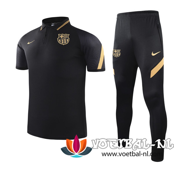 FC Barcelona Polo Shirt + Broek Zwart 2021/2022