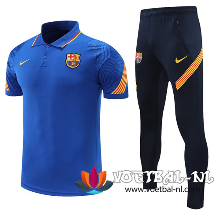 FC Barcelona Polo Shirt + Broek Blauw 2021/2022