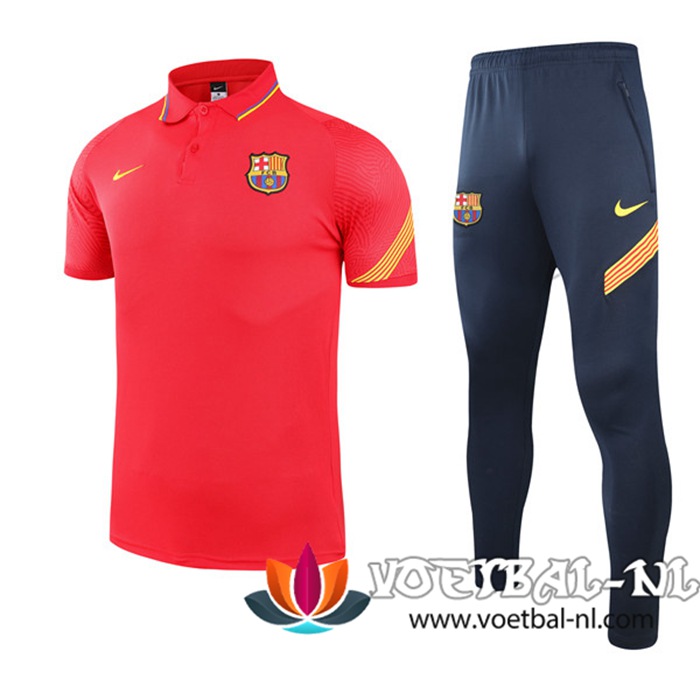 FC Barcelona Polo Shirt + Broek Rood 2021/2022