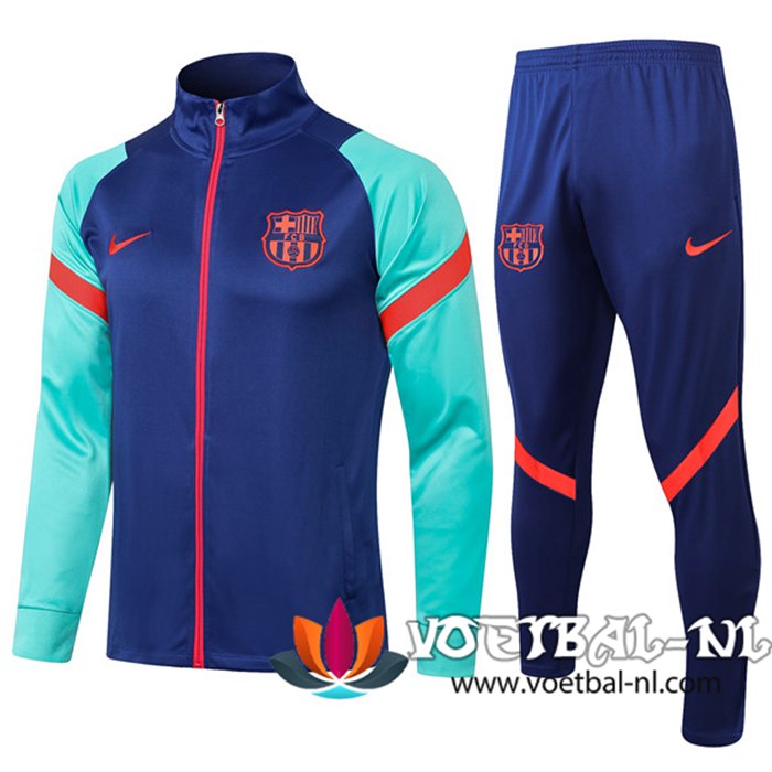 FC Barcelona Trainingspak (Jasje) Suit Blauw/Groen 2021/2022