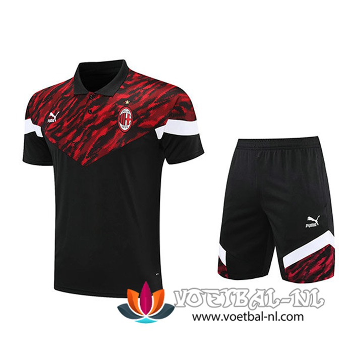 AC Milan Polo Shirt + Shorts Rood/Zwart 2021/2022