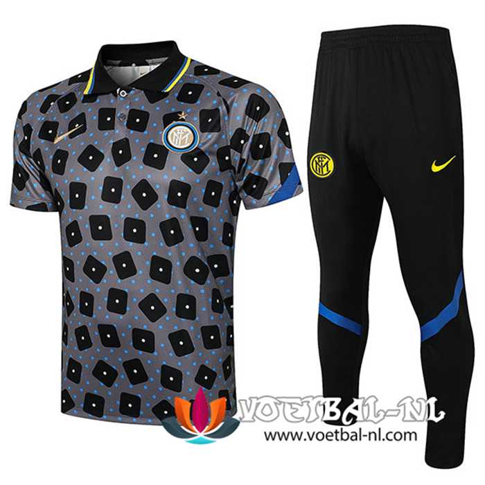 Inter Milan Polo Shirt + Broek Grijs 2021/2022