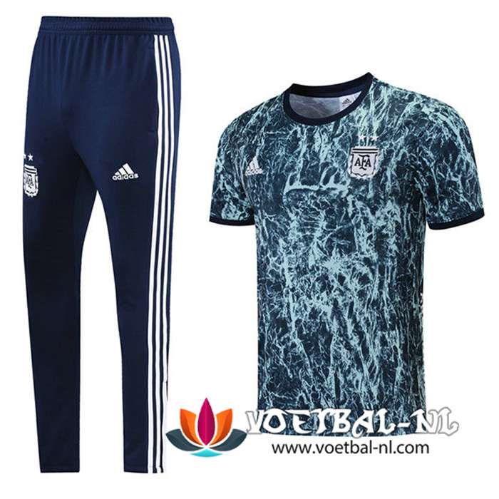 Argentina Trainingsshirt + Broek Zwart/Blauw 2021/2022