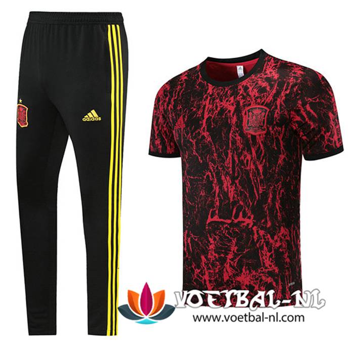 Spanje Trainingsshirt + Broek Rood/Zwart/Geel 2021/2022