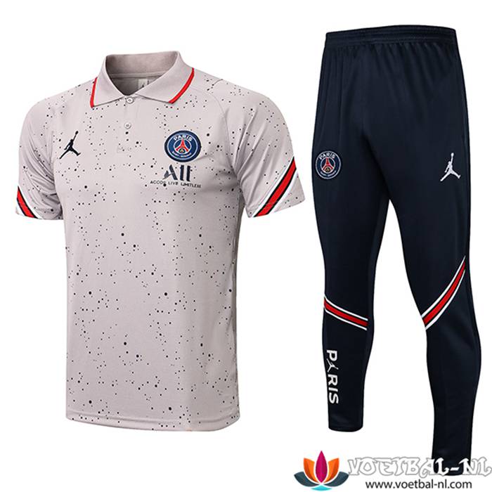 Jordan PSG Polo Shirt + Broek Grijs 2021/2022
