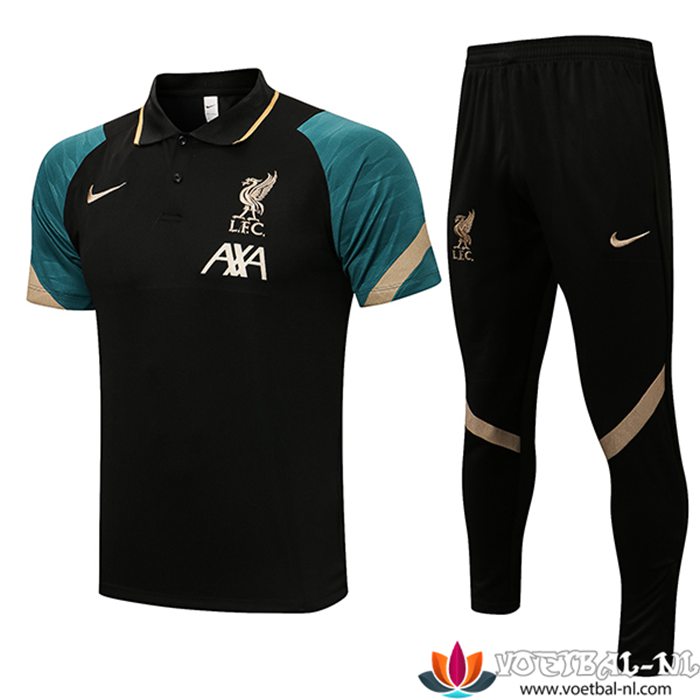 FC Liverpool Polo Shirt + Broek Zwart 2021/2022
