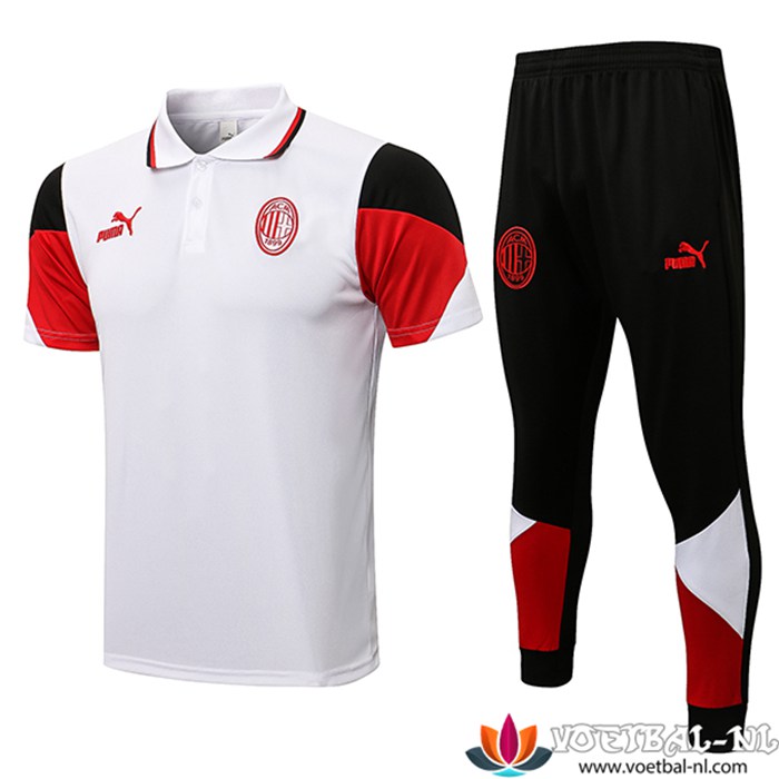 AC Milan Polo Shirt + Broek Rood/Wit 2021/2022