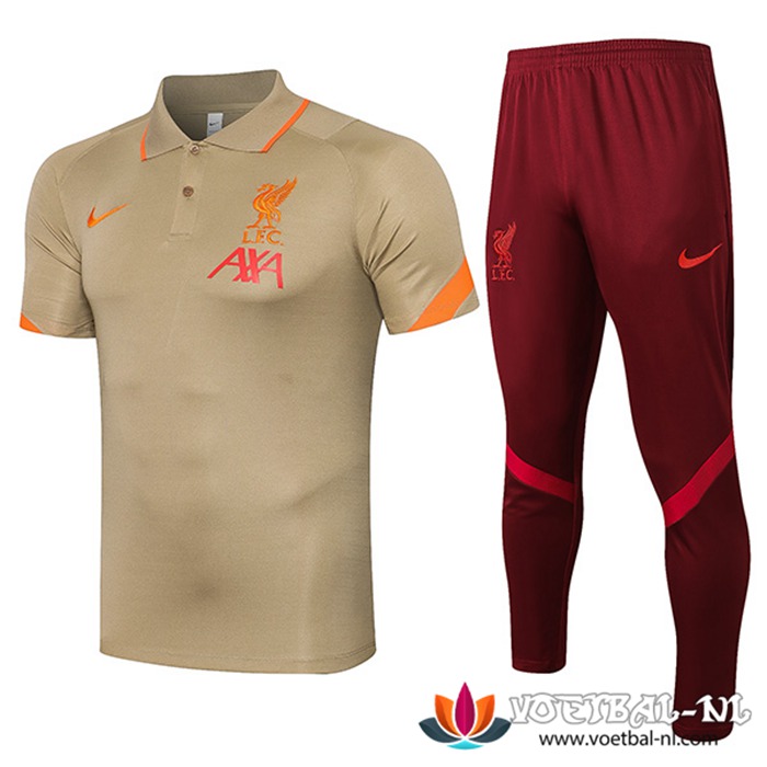 FC Liverpool Polo Shirt + Broek Lichtbruin 2021/2022