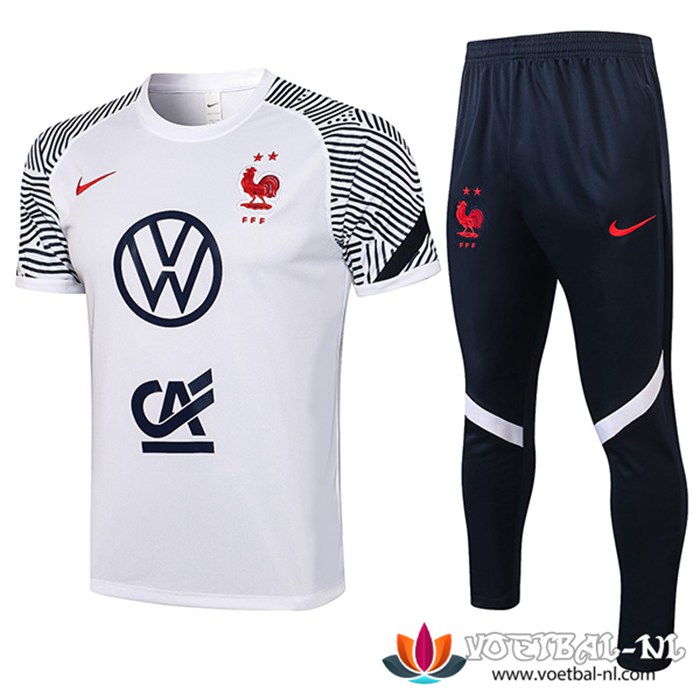 Frankrijk Polo Shirt + Broek Wit 2021/2022