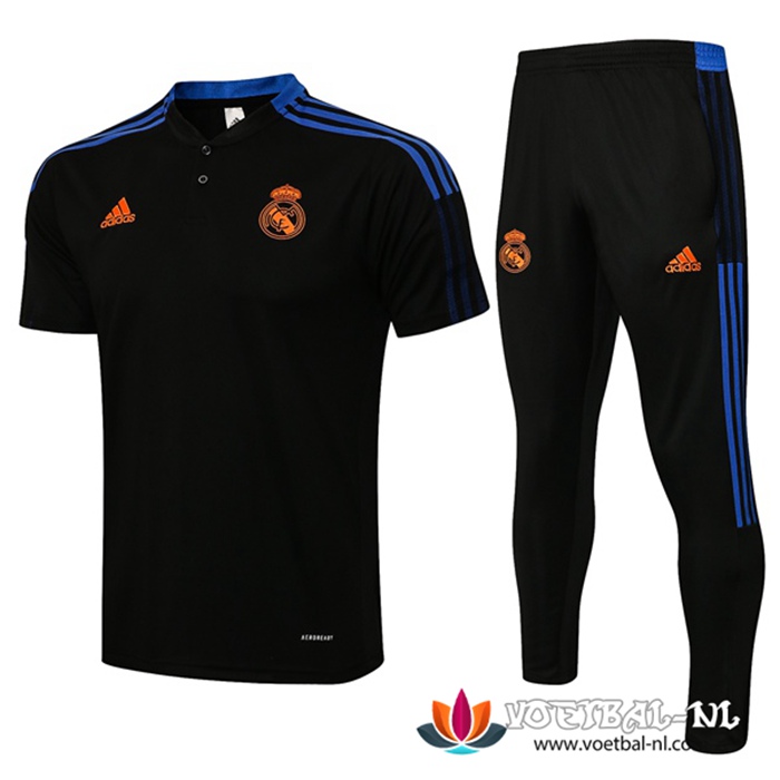 Real Madrid Polo Shirt + Broek Zwart 2021/2022
