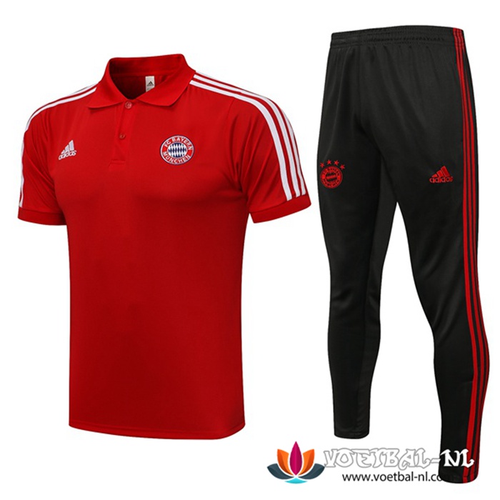 Bayern Munchen Polo Shirt + Broek Wit/Rood 2021/2022