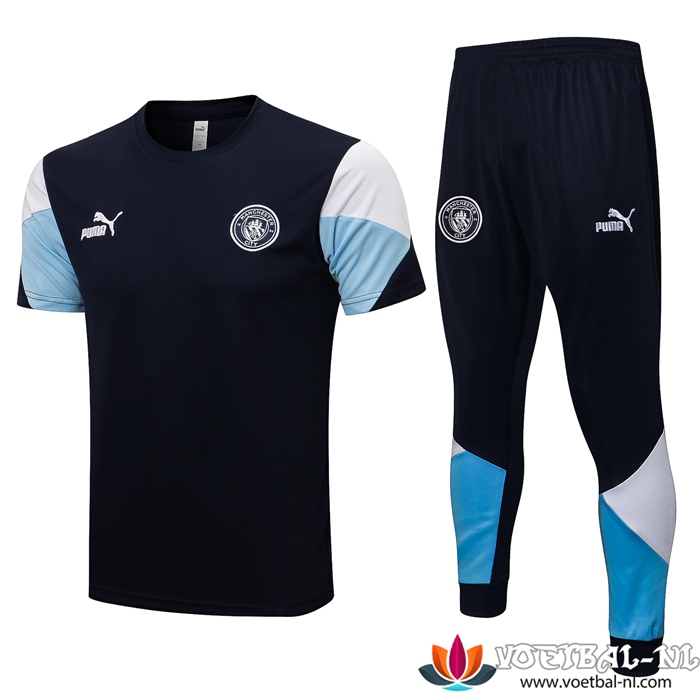 Manchester City T Shirt Suits + Broek Zwart/Blauw/Wit 2021/2022