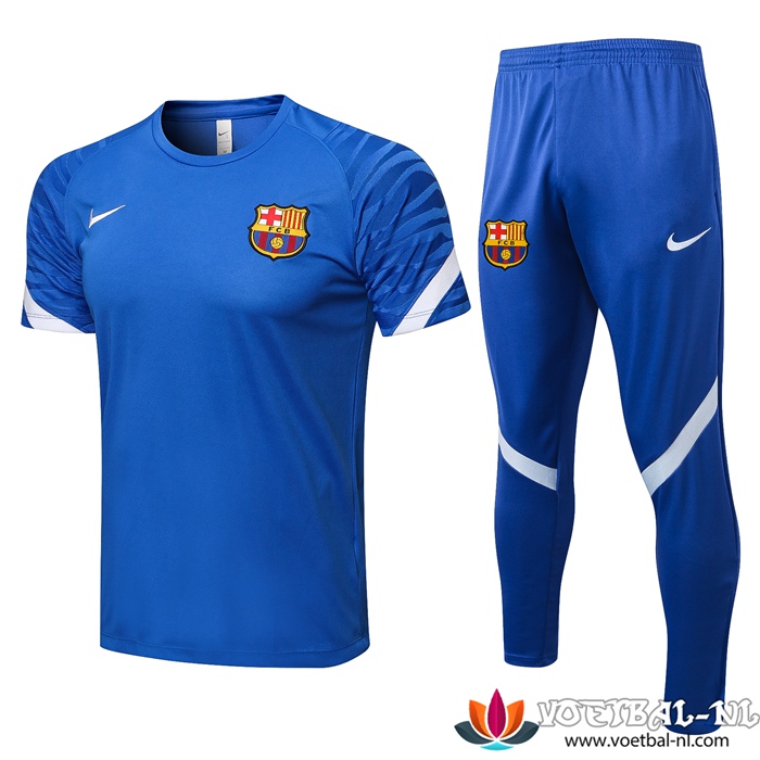 FC Barcelona T Shirt Suits + Broek Blauw/Wit 2021/2022