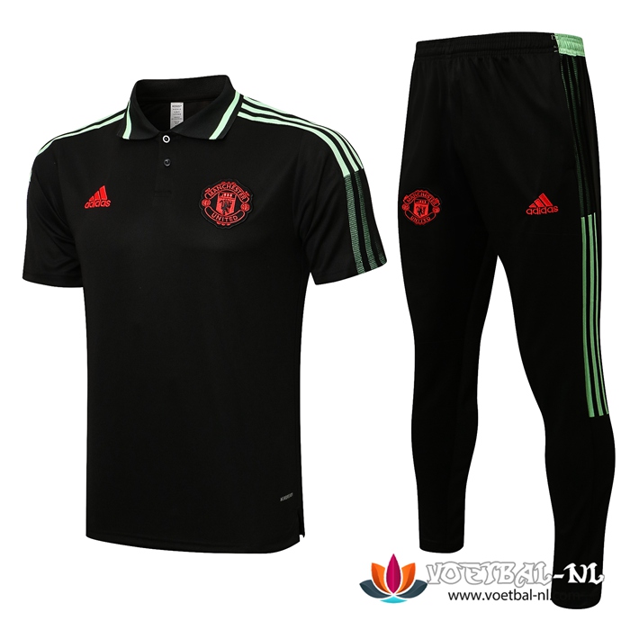 Manchester United Polo Shirt + Broek Zwart/Groen 2021/2022