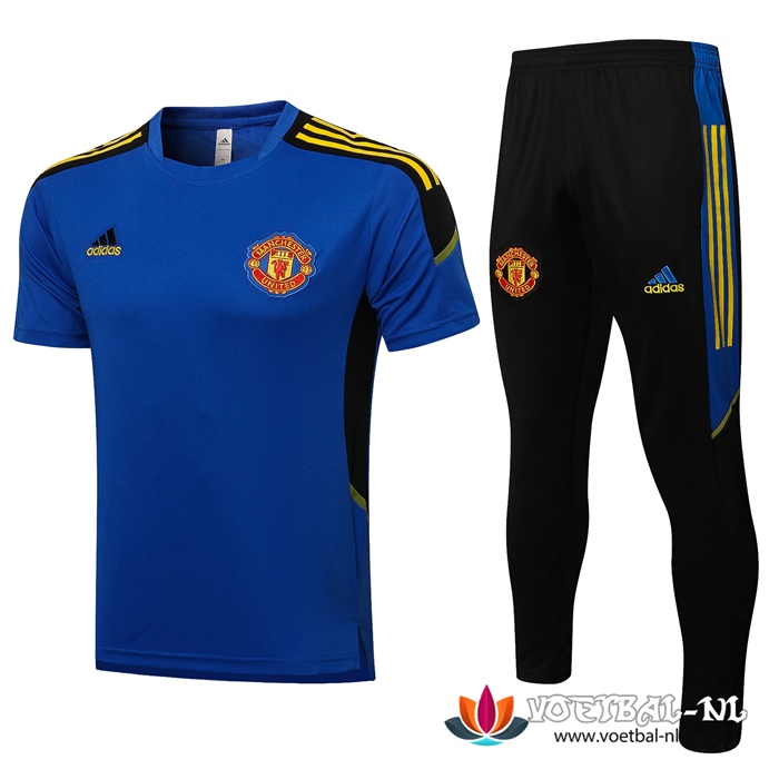 Manchester United Polo Shirt + Broek Blauww/Zwart 2021/2022
