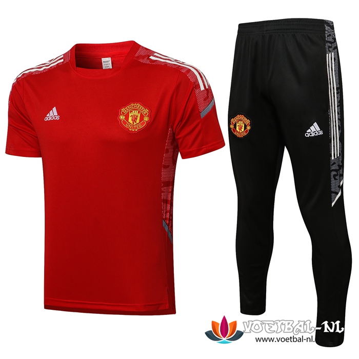 Manchester United Polo Shirt + Broek Wit/Rood 2021/2022 -02