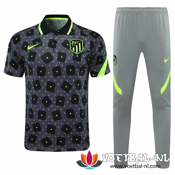 Atletico Madrid Polo Shirt + Broek Zwart/Volt 2020/2021
