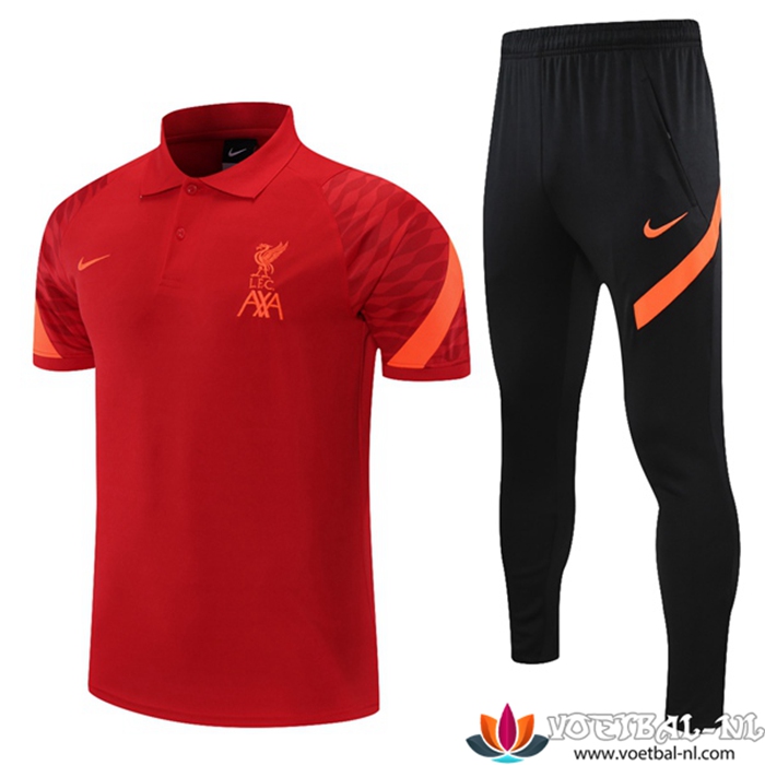 FC Liverpool Polo Shirt + Broek Oranje/Rood 2021/2022