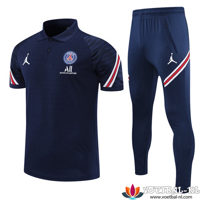 Jordan PSG Polo Shirt + Broek Marineblauw/Rood 2021/2022