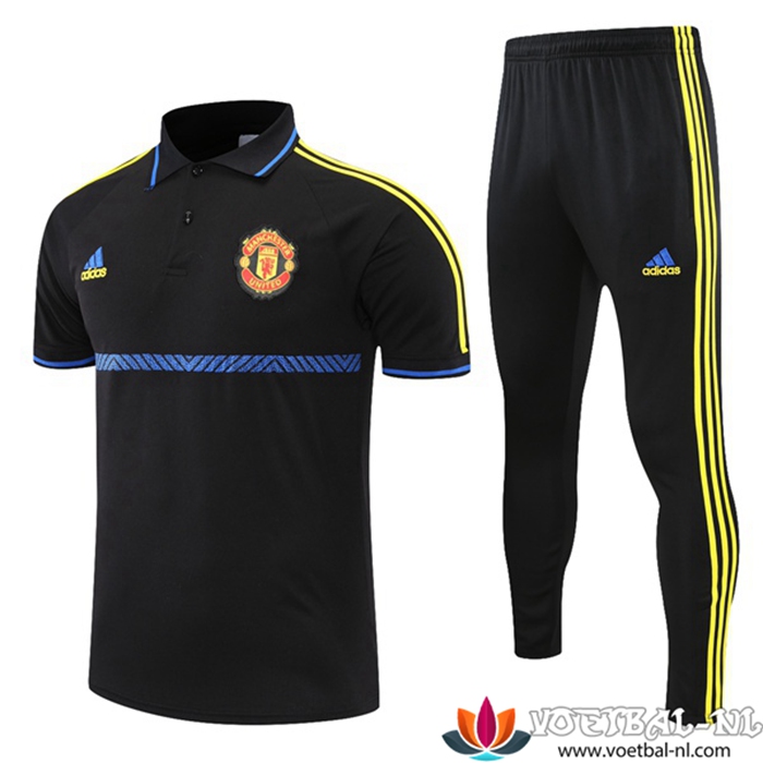 Manchester United Polo Shirt + Broek Blauw/Zwart/Geel 2021/2022