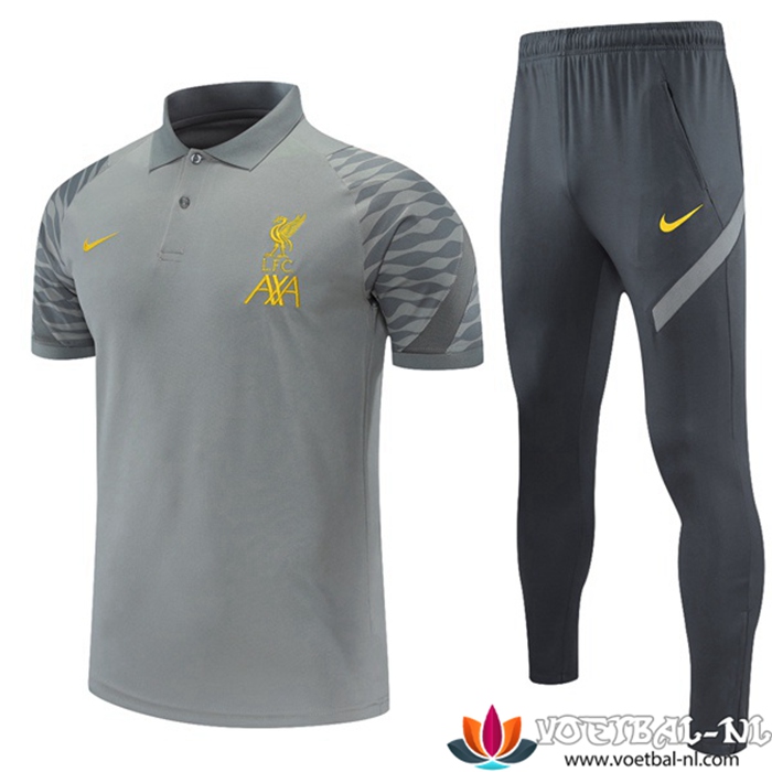 FC Liverpool Polo Shirt + Broek Grijs 2021/2022
