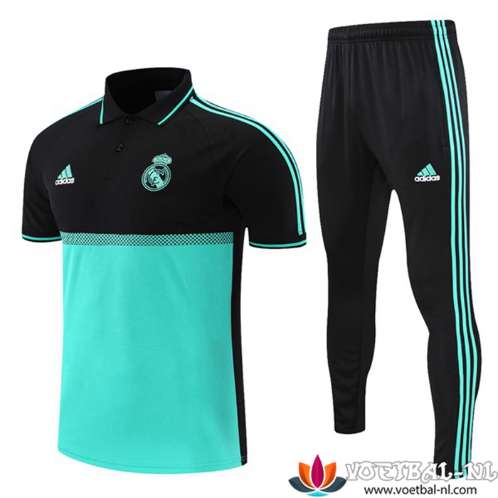 Real Madrid Polo Shirt + Broek Zwart/Groen 2021/2022