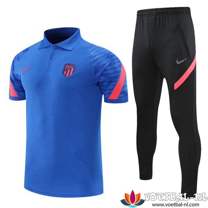 Atletico Madrid Polo Shirt + Broek Blauw/Rood 2021/2022