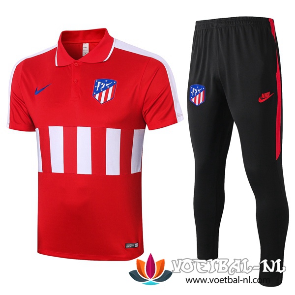 Atletico Madrid Polo Shirt + Broek Rood Wit 2020/2021