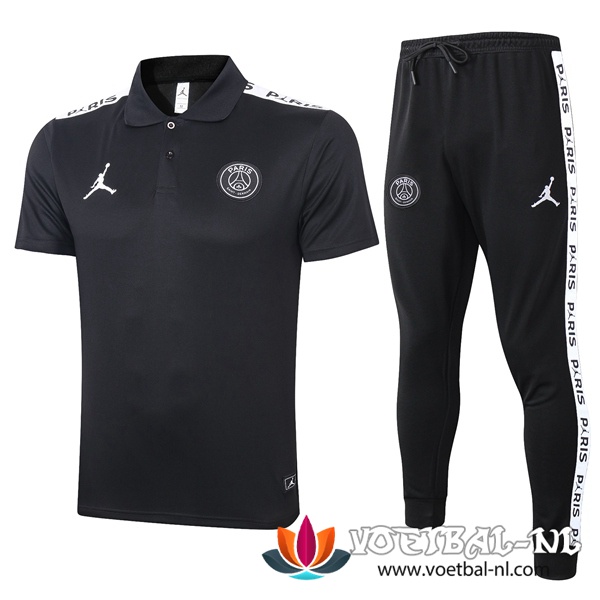 Paris PSG Jordan Polo Shirt + Broek Zwart 2020/2021
