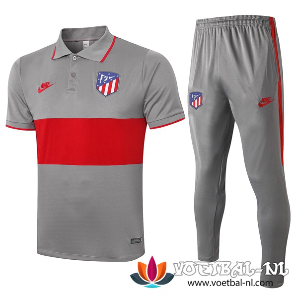 Atletico Madrid Polo Shirt + Broek Grijs Rood 2020/2021