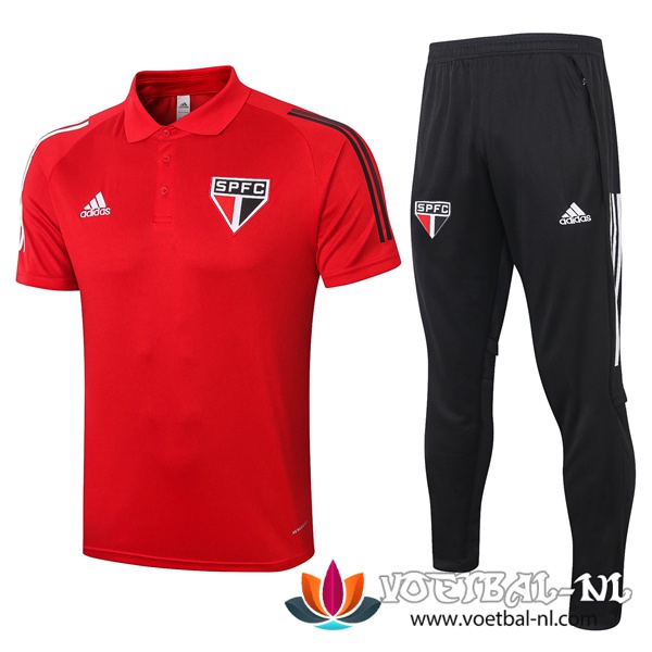 Sao Paulo FC Polo Shirt + Broek Rood 2020/2021