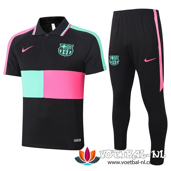 FC Barcelona Polo Shirt + Broek Zwart Groen Roze 2020/2021