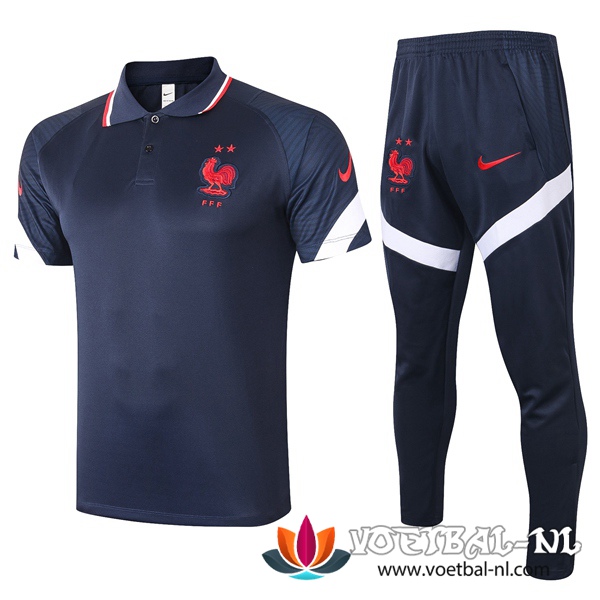 Frankrijk Polo Shirt + Broek Blauw Royal 2020/2021