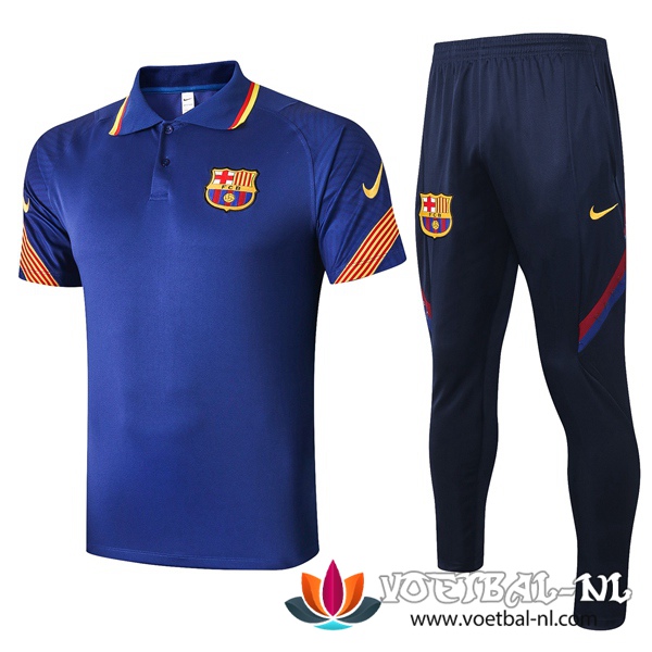 FC Barcelona Polo Shirt + Broek Blauw 2020/2021