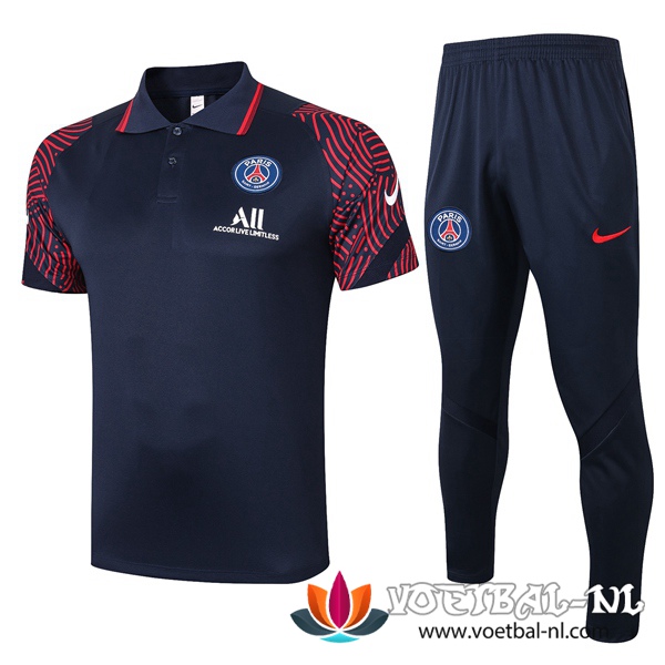 Paris PSG Polo Shirt + Broek Blauw Royal 2020/2021