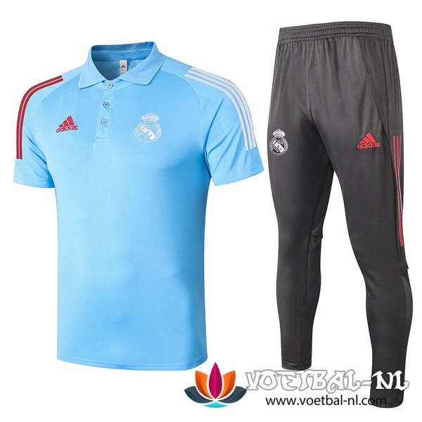 Real Madrid Polo Shirt + Broek Blauw 2020/2021