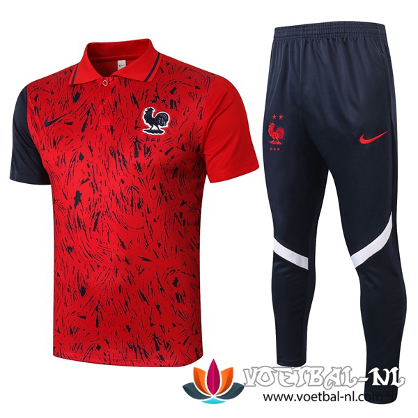 Frankrijk Polo Shirt + Broek Rood 2020/2021